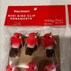 World Market Mini Bird Clip Ornaments Cardinals 2 Sets NWT 12 Red Birds Included